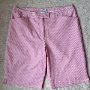 Pendleton Pink Seersucker Lined Bermuda Shorts Cotton Women Size 14